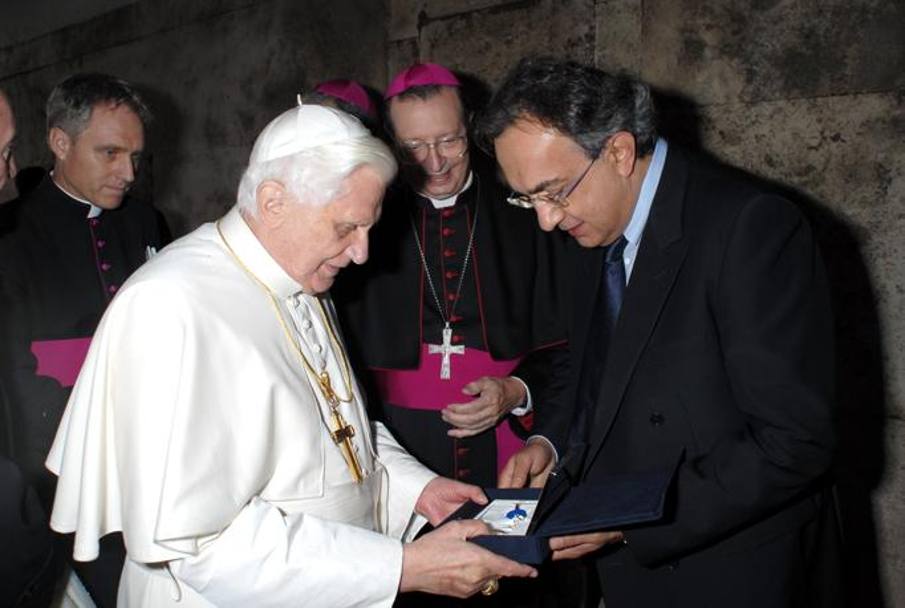 Sergio Marchionne incontra Papa Benedetto XVI, ottobre 2007. Ansa